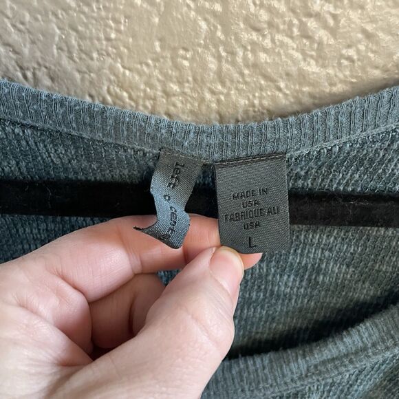 Anthropologie Left Of Center Large Teal Slub Knit Dolman Waffle Boho - Picture 3 of 7